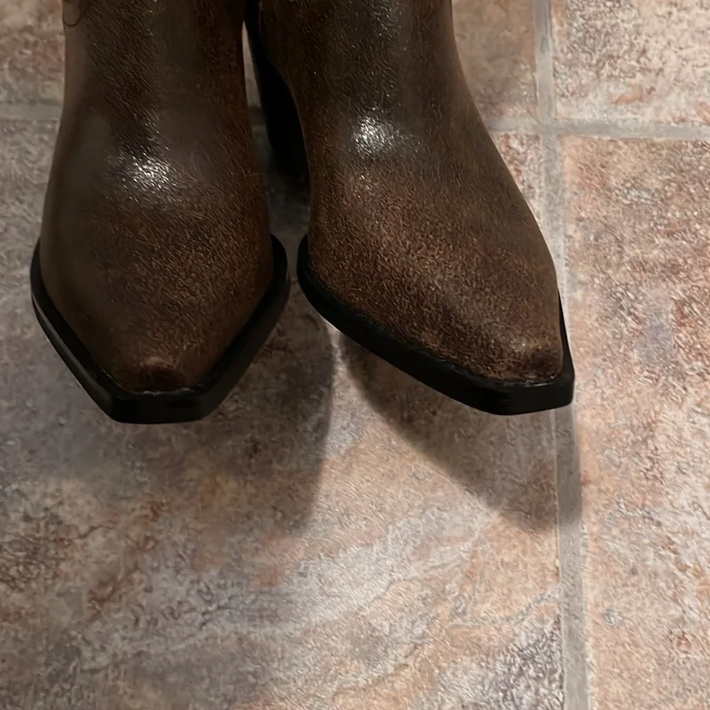 Jeffery Campbell Free People Dagget Chocolate Leather Western Boots Sz 10 NWT - Picture 9 of 13